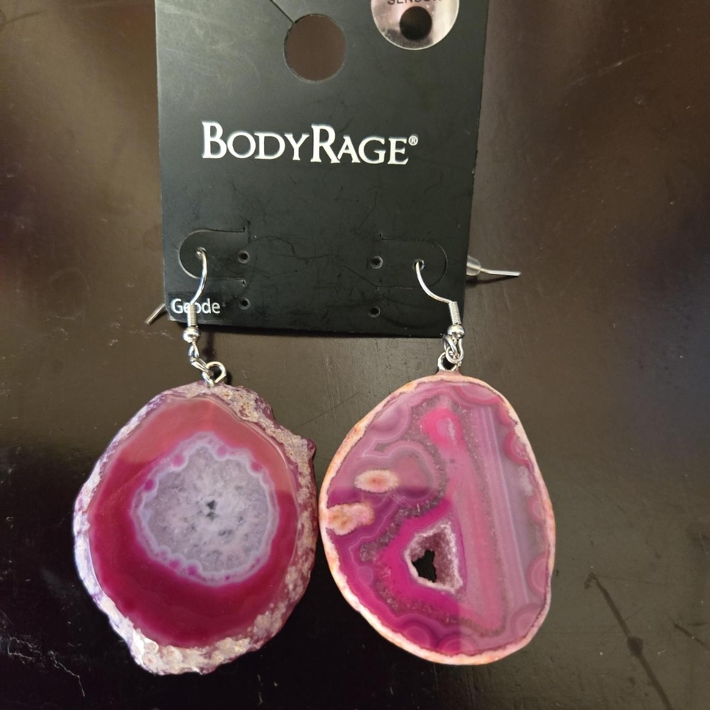 Pink Agate Drop Earrings